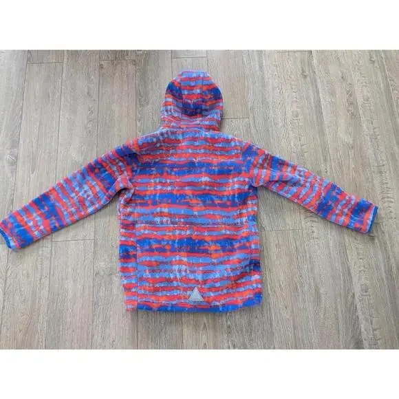 LL Bean Kids  L Mountain Classic Fleece Jacket Medium Boys Full Zip Blue Red - Picture 6 of 11